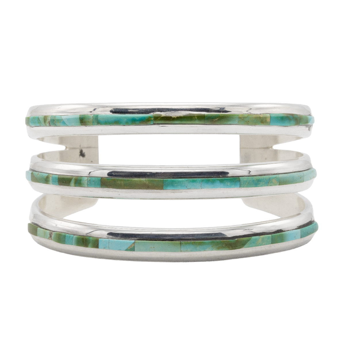 Inlay 3 Band Persian Turquoise Cuff Bracelet GZ NW 6931
