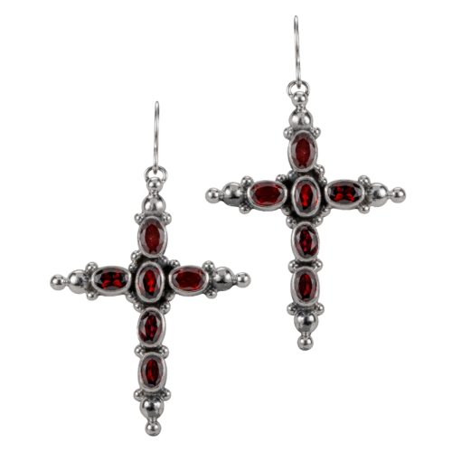Garnet Cross Earring GZ NW 1306