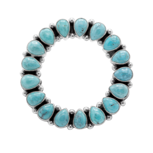 17 Stone Round Turquoise Pin GZ NW 2708