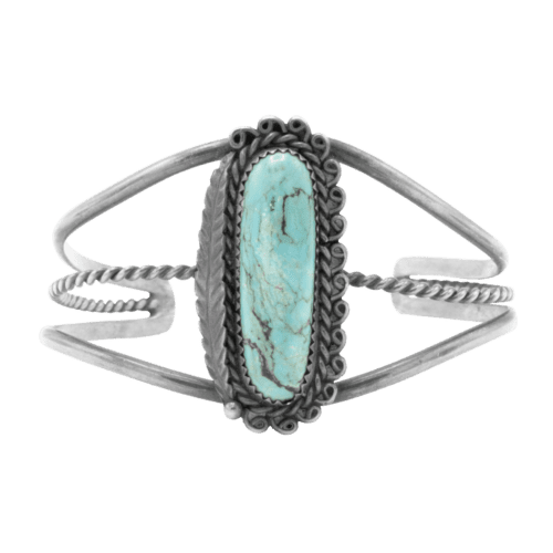 SS and Turquoise Cuff Bracelet GZ NW 4092 - Gertrude Zachary