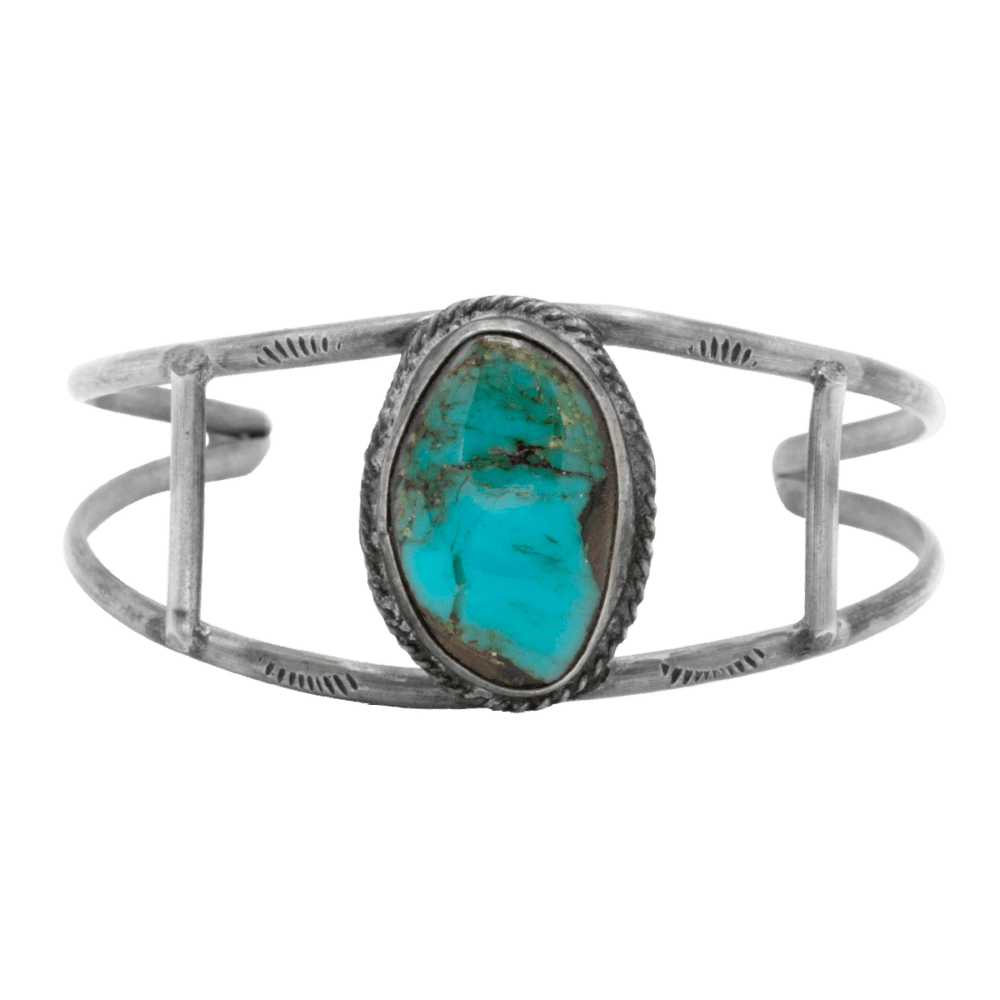SS and Turquoise Cuff Bracelet GZ NW 4087 - Gertrude Zachary