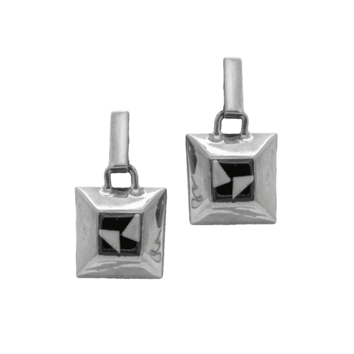 Inlay Jet & Agate Earrings GZ NW 5185
