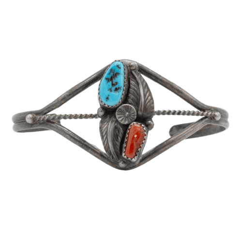 Vintage Coral & Turquoise Cuff Bracelet GZ NW 5268