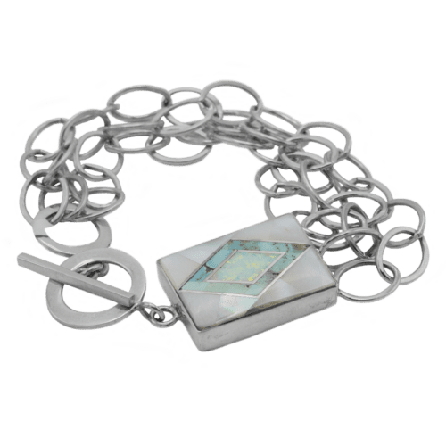 Inlay Opal, MOP & Dry Creek Turquoise Link Bracelet GZ NW 5263