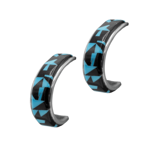 Inlay Jet & Sleeping Beauty Turquoise J Hoop Earrings GZ NW 5300