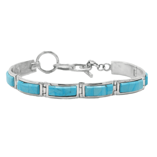Inlay Sleeping Beauty Turquoise Link Bracelet GZ NW 5308