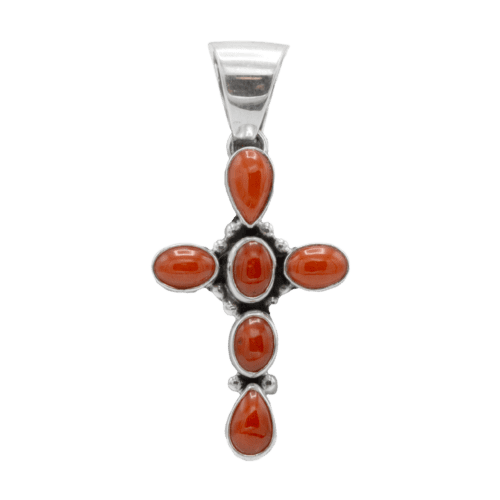 6 Stone Coral Cross Pendant GZ NW 5315
