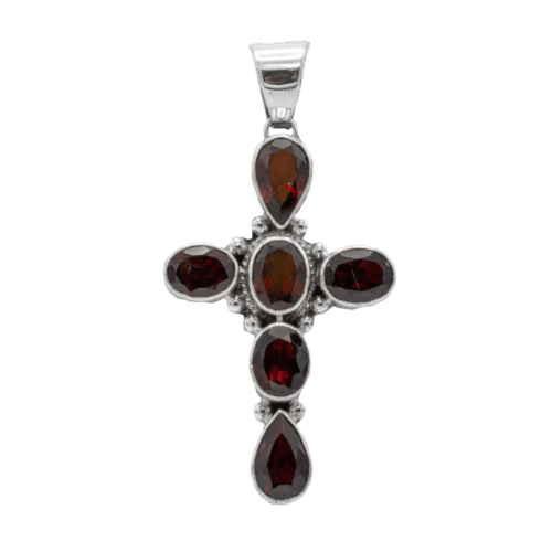 6 Stone Garnet Cross Pendant GZ NW 5309