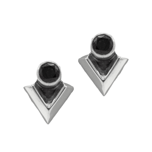 1 Stone Faceted Onyx Earrings GZ NW 5295