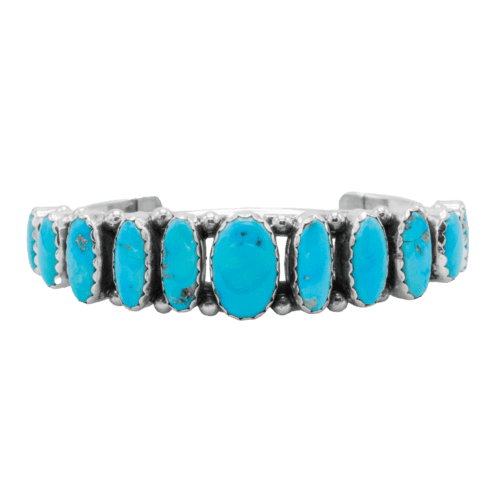 11 Stone Sleeping Beauty Turquoise Cuff Bracelet GZ NW 5361