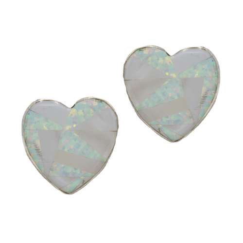 Inlay Opal and Mother of Pearl Heart Earrings GZ NW 5409