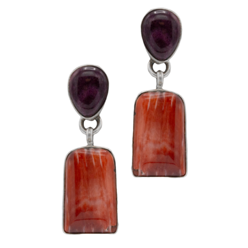 2 Stone Spiny Oyster Earrings GZ NW 5397