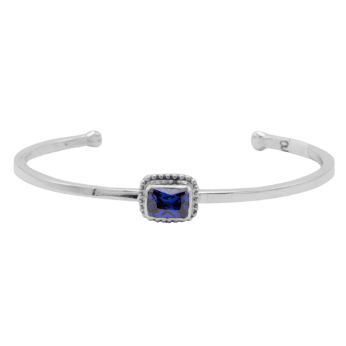 1 Stone Tanzanite and Sterling Silver Cuff Bracelet GZ NW 5468