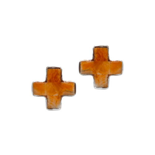 Inlay Spiny Oyster Cross Earrings GZ NW 5400
