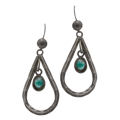Vintage SS & Turquoise Earrings GZ NW 5395