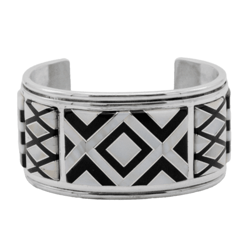 Inlay Jet and Mother of Pearl Cuff Bracelet GZ NW 5389