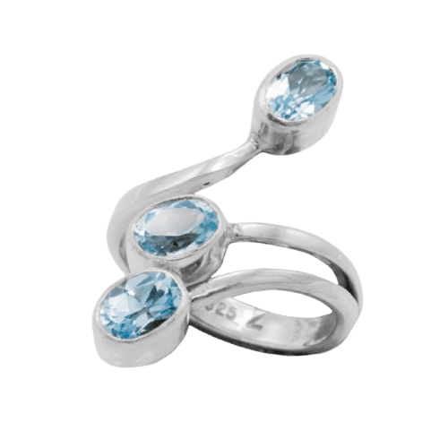 3 Stone Blue Topaz Ring GZ NW 5450