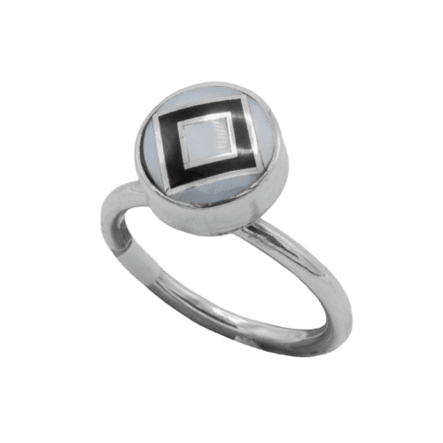 Inlay Jet and Mother of Pearl Stackable Ring GZ NW 5436
