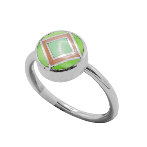 Inlay Carico and Pink Coral Stackable Ring GZ NW 5439