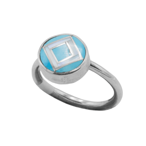 Inlay Sleeping Beauty and Mother of Pearl Stackable Ring GZ NW5438