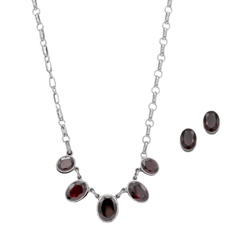 Faceted Garnet Necklace & Earring Set GZ NW 5381