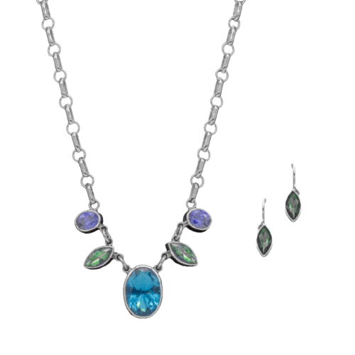 Blue Topaz, Tanzanite and Mystic Fire CZ Set GZ NW 5377