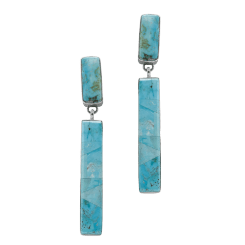 Inlay Blue Gem Turquoise Earrings GZ NW 5487