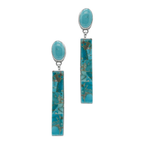 2 Stone Inlay Fox Turquoise Earrings GZ NW 5485