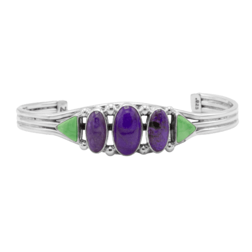 5 Stone Sugilite and Carico Lake Turquoise Cuff Bracelet GZ NW 5558