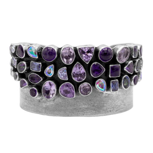 Multi-stone Amethyst and CZ Mix Cuff Bracelet GZ NW 5576