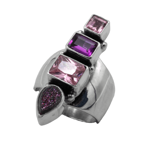 Drusy and Pink CZ Ring GZ NW 5544