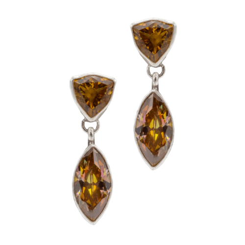 2 Stone Citrine and CZ Earrings GZ NW 5513