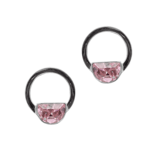 Sterling Silver and 1 Stone Pink CZ Earrings GZ NW 5503