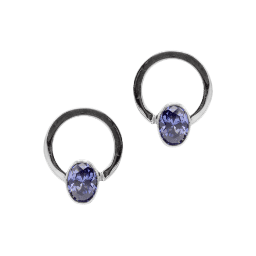 Sterling Silver and 1 Stone Tanzanite Earrings  GZ NW 5504
