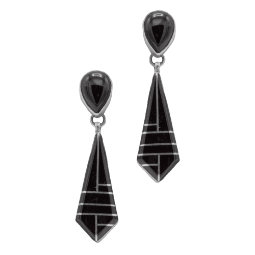 Inlay Onyx and Jet Earrings GZ NW 5498