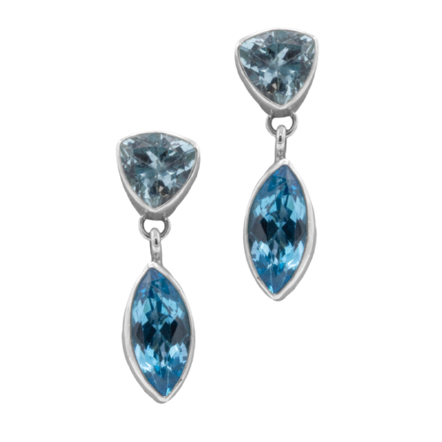 2 Stone Blue Topaz Earrings GZ NW 5495