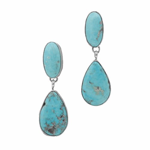 2 Stone Blue Gem Turquoise Earrings GZ NW 5650