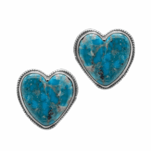 1 Stone Turquoise Heart Earrings GZ NW 5653