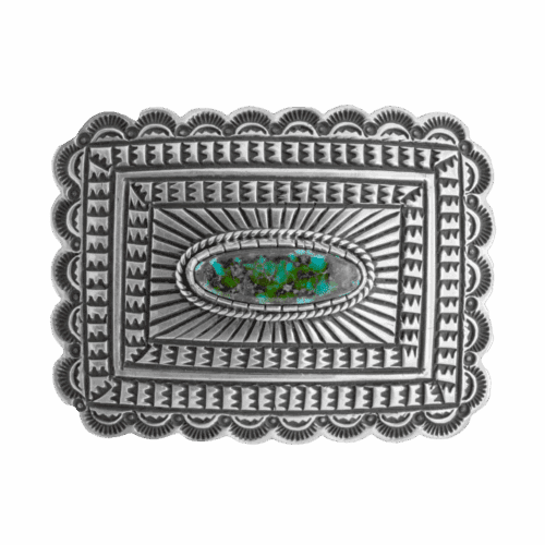 Sterling Silver Buckle With Royston Turquoise Stone GZ NW 5664