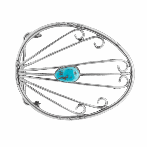 Vintage Sterling Silver and Turquoise Belt Buckle GZ NW 5613
