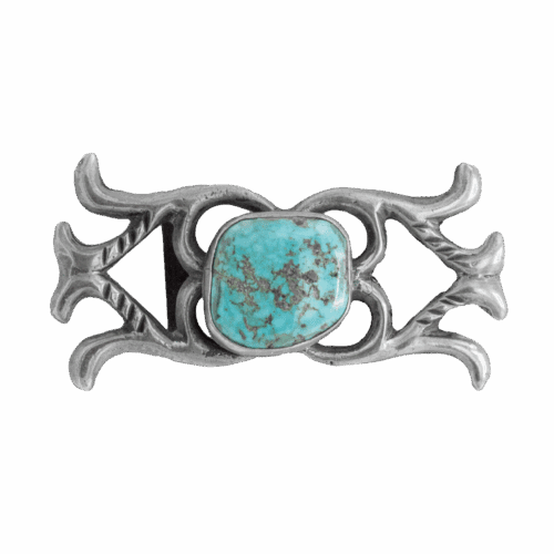 Vintage Sterling Silver and Turquoise Belt Buckle GZ NW 5610