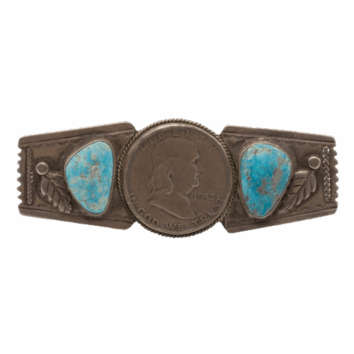Vintage Liberty Dollar Sterling Silver and Turquoise Pin GZ NW 5592