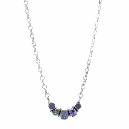 5 Stone Drusy Gemstone Mix Necklace GZ NW 5590
