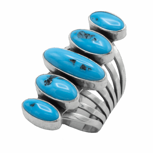 5 Stone Sleeping Beauty Turquoise Ring GZ NW 5633