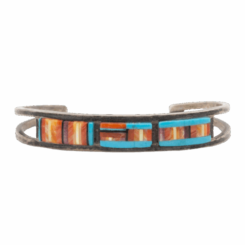 Vintage Multi-stone Turquoise and Spiny Oyster Cuff Bracelet GZ NW 5814