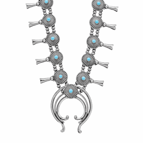 Sleeping Beauty Squash Blossom Necklace & Earring Set GZ NW 5679