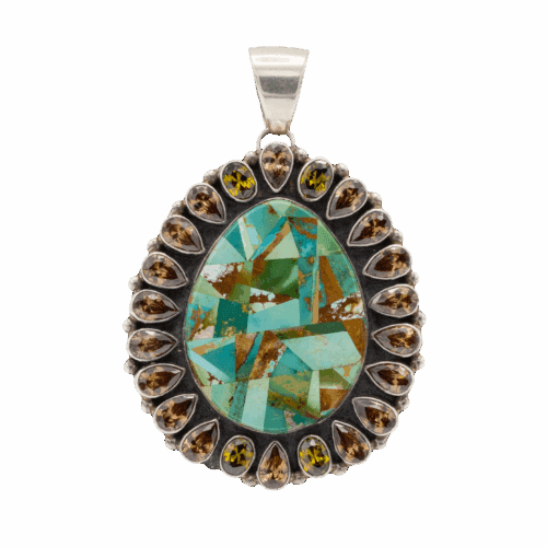 Inlay Royston and Gemstone Pendant GZ NW 5766