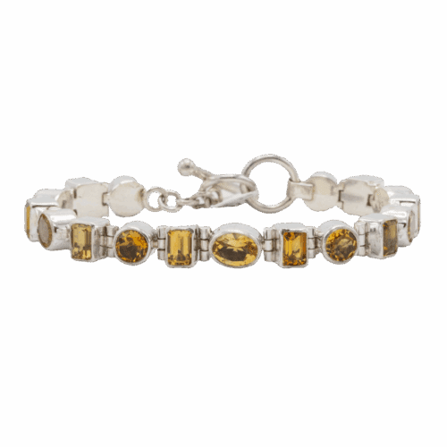Multi-stone Faceted Citrine Link Bracelet GZ NW 5725