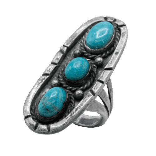 Vintage 3 Stone Turquoise Ring GZ NW 5710