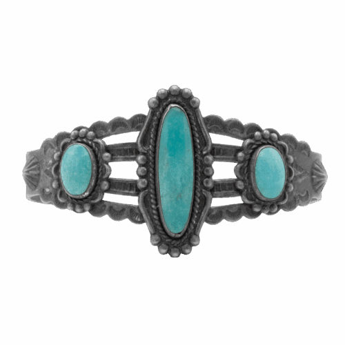 Vintage Sterling Silver and Turquoise Cuff Bracelet GZ NW 5817